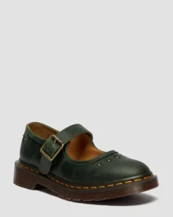 Babies Flower en cuir Crazy Horse in Vert Doc's