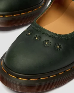 Babies Flower en cuir Crazy Horse in Vert Doc's