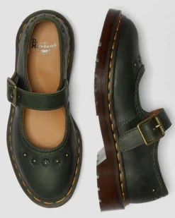 Babies Flower en cuir Crazy Horse in Vert Doc's