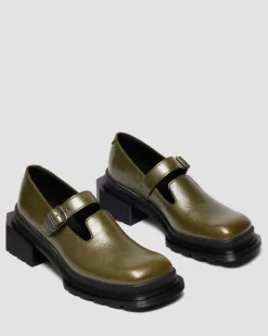 Babies Maybole en cuir à bout carré in Olive Vert