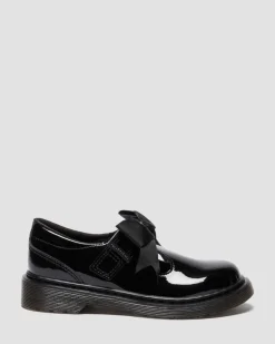 BABIES POLLEY II EN CUIR PATENT LAMPER À NŒUDS JUNIOR in Noir