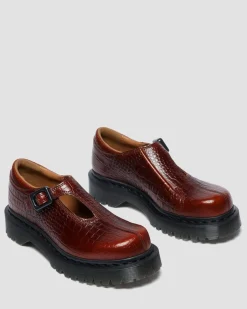 Babies Rejena en cuir gaufré croco in Marron