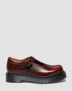 Babies Rejena en cuir gaufré croco in Marron