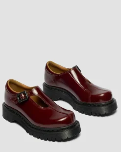 Babies Rejena en cuir Laquered in Rouge Cherry Red