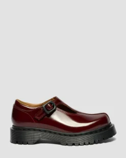 Babies Rejena en cuir Laquered in Rouge Cherry Red