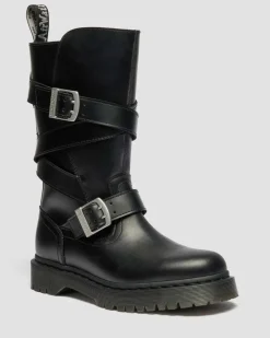 Biker boots Anistone en cuir à brides in Noir