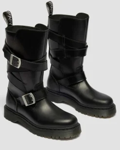 Biker boots Anistone en cuir à brides in Noir