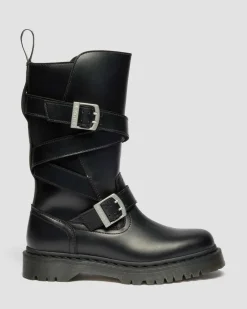 Biker boots Anistone en cuir à brides in Noir