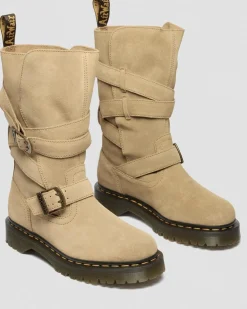 Biker boots Anistone en daim à brides in Tan
