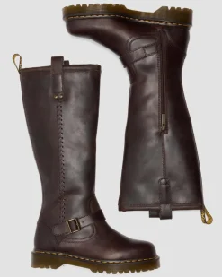 BIKER BOOTS ANISTONE HAUTES EN CUIR CRAZY HORSE in Marron Foncé