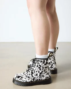 Boots 1460 Bex en cuir Hair On dalmatien in Crème & Noir