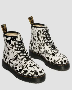 Boots 1460 Bex en cuir Hair On dalmatien in Crème & Noir