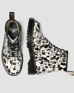 Boots 1460 Bex en cuir Hair On dalmatien in Crème & Noir