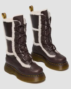 Boots Buzz en cuir Grizzly doublées de fourrure synthétique à lacets in Marron Foncé