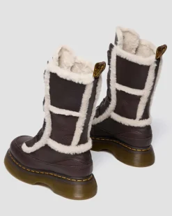 Boots Buzz en cuir Grizzly doublées de fourrure synthétique à lacets in Marron Foncé