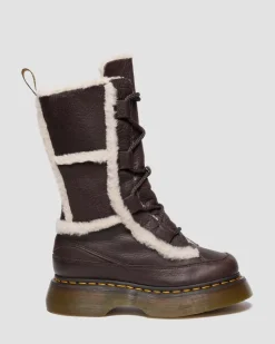 Boots Buzz en cuir Grizzly doublées de fourrure synthétique à lacets in Marron Foncé