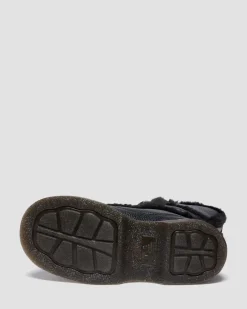Boots Buzz en cuir Milled Nappa doublées de fourrure synthétique à lacets in Noir