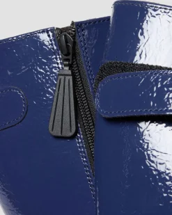 Boots Buzz Hi en cuir Distressed Patent in Bleu Foncé