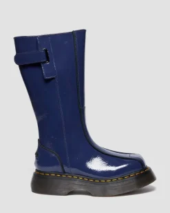 Boots Buzz Hi en cuir Distressed Patent in Bleu Foncé