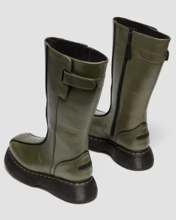 BOOTS BUZZ HI EN CUIR ECLIPSE in Olive Vert