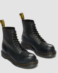 Boots 1460 en cuir à bout en métal in Noir