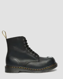 Boots 1460 en cuir à bout en métal in Noir