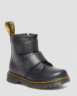 Boots 1460 en cuir à brides velcro pour tout-petit in Noir