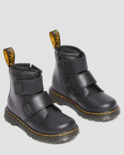 Boots 1460 en cuir à brides velcro pour tout-petit in Noir