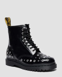 BOOTS 1460 EN CUIR BUTTERO À CLOUS in Noir