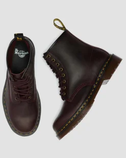 Boots 1460 en cuir Crazy Horse in Rouge Cherry Red