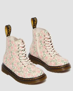 Boots 1460 en cuir à fleurs pour tout-petit in Crème Nuage