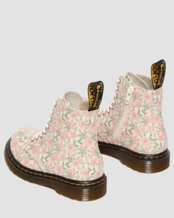 Boots 1460 en cuir à fleurs pour tout-petit in Crème Nuage
