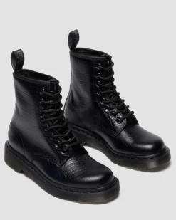 Boots 1460 en cuir gaufré croco in Noir