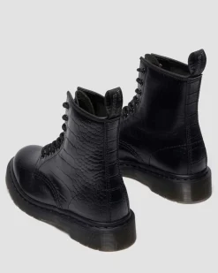 Boots 1460 en cuir gaufré croco in Noir