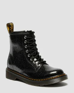 BOOTS 1460 EN CUIR GLITTER PATENT JUNIOR in Noir & Argenté
