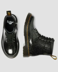 BOOTS 1460 EN CUIR GLITTER PATENT JUNIOR in Noir & Argenté