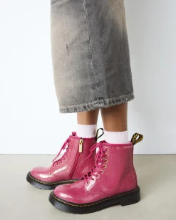 BOOTS 1460 EN CUIR GLITTER PATENT JUNIOR in Rose, Argenté & Doré