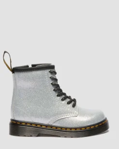 BOOTS 1460 EN CUIR GLITTER PATENT POUR TOUT-PETIT in Argenté