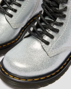 BOOTS 1460 EN CUIR GLITTER PATENT POUR TOUT-PETIT in Argenté