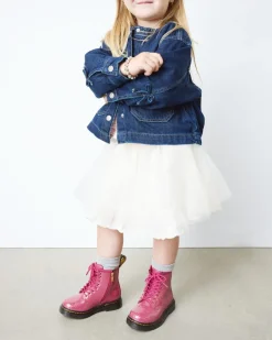 BOOTS 1460 EN CUIR GLITTER PATENT POUR TOUT-PETIT in Rose, Argenté & Doré