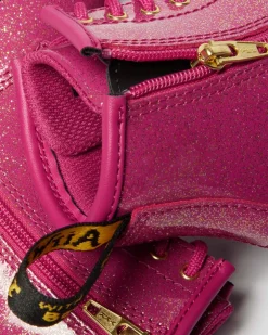 BOOTS 1460 EN CUIR GLITTER PATENT POUR TOUT-PETIT in Rose, Argenté & Doré