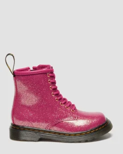 BOOTS 1460 EN CUIR GLITTER PATENT POUR TOUT-PETIT in Rose, Argenté & Doré