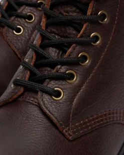 Boots 1460 en cuir Grizzly à doublure en polaire in Marron Foncé