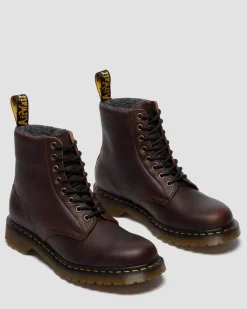 Boots 1460 en cuir Grizzly à doublure en polaire in Marron Foncé