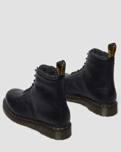 Boots 1460 en cuir Grizzly et fourrure synthétique à lacets in Noir