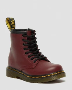 Boots 1460 en cuir Softy T à lacets pour tout-petit in Rouge Cherry Red