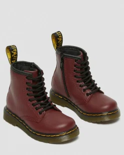 Boots 1460 en cuir Softy T à lacets pour tout-petit in Rouge Cherry Red