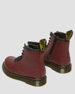 Boots 1460 en cuir Softy T à lacets pour tout-petit in Rouge Cherry Red