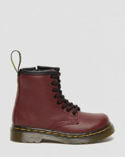 Boots 1460 en cuir Softy T à lacets pour tout-petit in Rouge Cherry Red