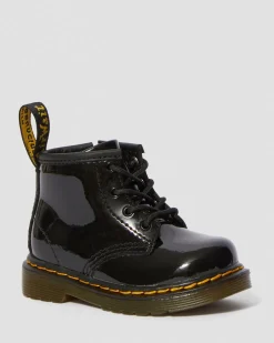 Boots 1460 en cuir verni à lacets pour bébé in Noir